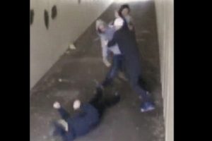 Sevgilisine sataşan iki erkeği yere serdi