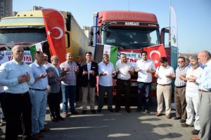 Bursa'dan 11 TIR dolusu yardım Suriye'ye yola &ccedil;ıktı