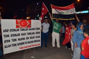 Bursa'da Irak ve Suriyelilerden darbeye tepki