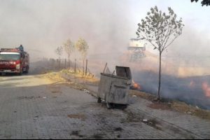 Suriye sınırındaki mayınlı b&ouml;lgede yangın