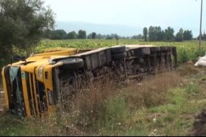 Bursa'da kurbanlık y&uuml;kl&uuml; TIR devrildi: 2 yaralı
