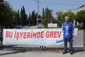 Greve &ccedil;ıkan Gemlik G&uuml;bre emek&ccedil;ileriyle dayanışma