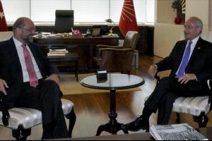 Kılı&ccedil;daroğlu AP Başkanı Schulz ile g&ouml;r&uuml;şt&uuml;