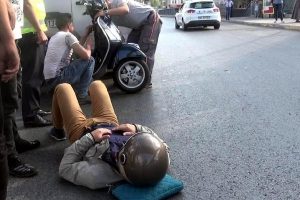 E-5 yan yolda zincirleme kaza: 1 yaralı