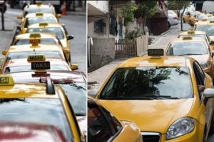 Taksiciler taksimetre kuyruğunda