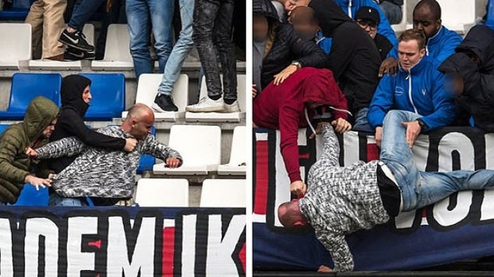 Hollanda'da inanılmaz olay! &Ouml;nce d&ouml;v&uuml;p sonra trib&uuml;nden attılar...