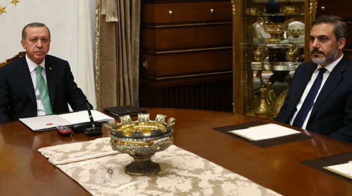 Erdoğan, MİT M&uuml;steşarı Fidan ile g&ouml;r&uuml;şt&uuml;