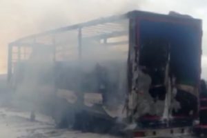 TEM'de TIR yangını!