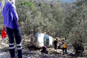Kadın s&uuml;r&uuml;c&uuml; zeytinlik alana u&ccedil;tu