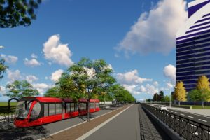 Bursa'da tramvay hattındaki perde duvarlara d&uuml;zenleme