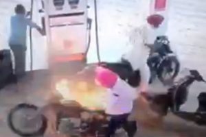 Akaryakıt istasyonunda faciadan d&ouml;n&uuml;ld&uuml;