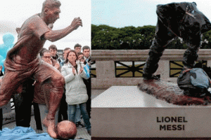 Lionel Messi'nin heykelini yıktılar