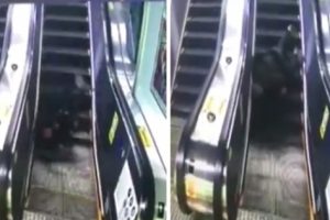 Yaşlı adam y&uuml;r&uuml;yen merdivende &ouml;l&uuml;mden d&ouml;nd&uuml;
