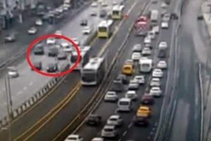 E'5'te makas atıp zincirleme kazaya neden oldu