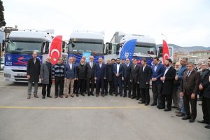 Bursa'dan Halep'e 3 TIR yardım g&ouml;nderildi