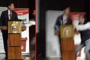 Sinan Oğan konuşurken saldırıya uğradı