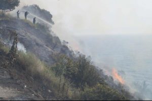 Menderes'te makilik b&ouml;lgede yangın