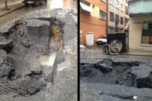 Asfalt &ccedil;&ouml;kt&uuml;, ara&ccedil;lar son anda kurtarıldı