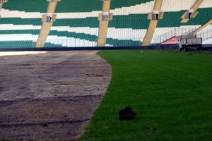 Bursaspor stadyumunda hibrit &ccedil;im sistemi &ccedil;alışmaları başladı
