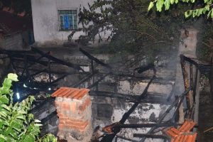 Terk edilen 2 bina &ccedil;ıkan yangında k&uuml;l oldu