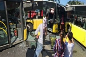 Metrob&uuml;sler kafa kafaya &ccedil;arpıştı! Yaralılar var