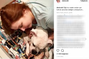 Deniz Seki k&ouml;peğiyle &ccedil;ekilmiş fotoğrafını paylaştı