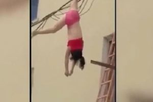 Sevgilisinin eşine yakalanan kadın elektrik kablolarına asılı kaldı