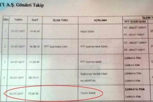 O evrak saat 15.26'da ulaşmış