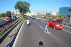 Otomobilin motoruna sıkışan kedi E-5'i birbirine kattı