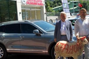 Belediye başkanından yeni makam aracına kurban