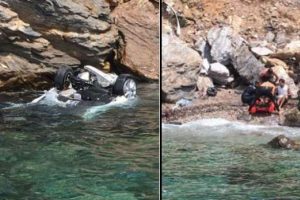Otomobiliyle kayalıklara u&ccedil;tu, 2 g&uuml;n boyunca kurtarılmayı bekledi