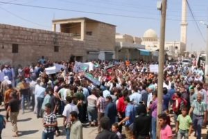 Anjara'da Suriye rejimi aleyhinde y&uuml;r&uuml;y&uuml;ş yapıldı