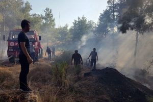 &Ccedil;ıkan orman yangını b&uuml;y&uuml;meden s&ouml;nd&uuml;r&uuml;ld&uuml;