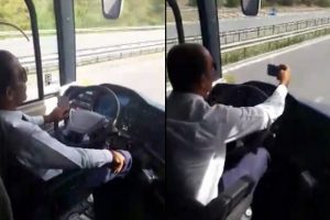 Direksiyon başında pes dedirten rahatlık! &Ouml;nce sigara sonra selfie...