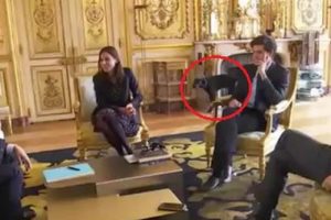 Macron'un k&ouml;peği herkesin g&ouml;z&uuml; &ouml;n&uuml;nde &ccedil;işini yaptı!