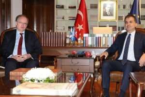 AB Bakanı &Ccedil;elik, AB Delegasyonu Başkanı Berger'i kabul etti