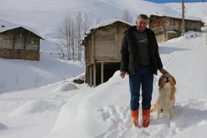 Kar nedeniyle mahsur kalan k&ouml;pek kurtarıldı