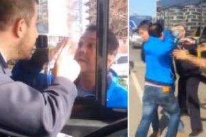 İETT şof&ouml;r&uuml;nden tekme tokat kavga!