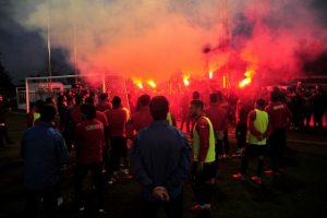 Taraftarlardan Samsunspor'a meşaleli destek