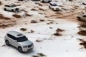 Birleşik Arap Emirlikleri'nde &ccedil;&ouml;le kar yağdı