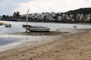 Deniz &ccedil;ekildi, balık&ccedil;ı tekneleri karaya oturdu