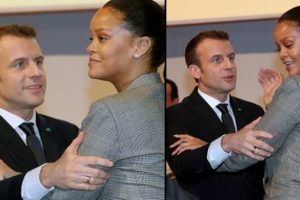 Fransa Cumhurbaşkanı Macron ve Rihanna'nın samimiyeti dikkat &ccedil;ekti