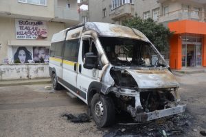 Bursa Mudanya'da minibüs yangını