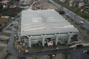 Abdi İpek&ccedil;i Spor salonunun yıkımı havadan fotoğraflandı