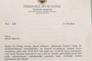 Hulusi Belg&uuml; disiplin kuruluna sevk edildi