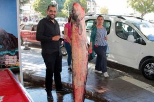 2 metre uzunluğunda yayın balığı yakalandı
