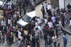 Sokak ortasında tekme ve yumruklar havada u&ccedil;uştu!