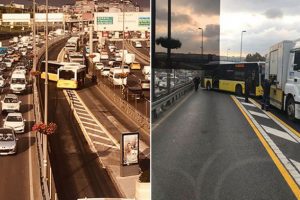 Metrob&uuml;s kaza yaptı, seferler durdu