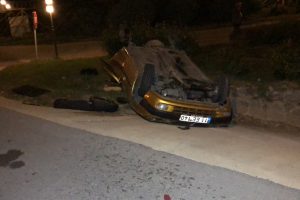 Bursa'da 2 aracın takla attığı kazada emekli astsubay yaralandı
