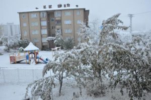 O kentte kar kalınlığı 3 santimetreye ulaştı
